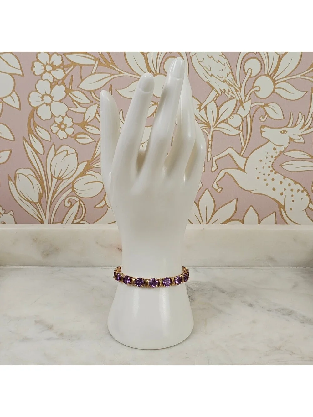 Ross Simons 925 Sterling Silver Purple Sapphire Tennis Bracelet 7